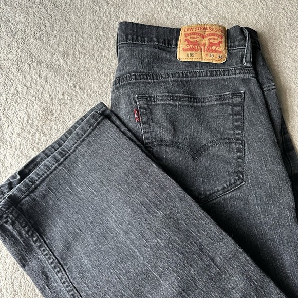 Levi's Other - Levis 569 Loose Straight Jeans W36 L34 Faded Black Charcoal Skater 00569-0125